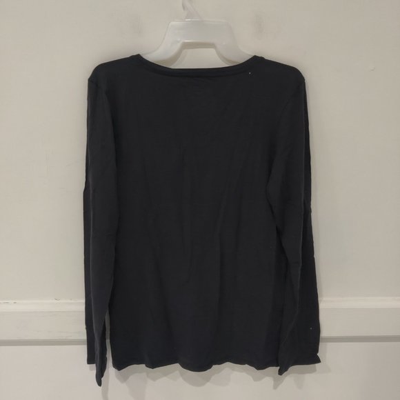 NWoT Lucky Brand Women Long Sleeve Lounge Crew Neck Top Black Size L $50 2D211 - Picture 2 of 2